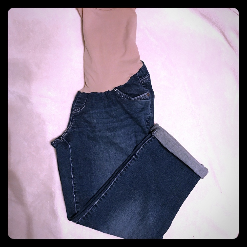 Maternity Indigo Blue Cropped Jeans